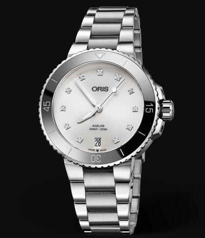 Review Oris Aquis Date Diamonds 36.5mm Replica Watch 01 733 7731 4191-07 8 18 05P